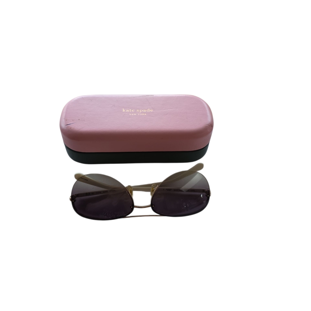 Kate Spade Gold Glitter Aviator Gradient Sunglasses with Pink Case